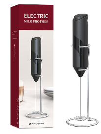 Mixer spuma de lapte negru cu stand vertical ideal pentru cappuccino